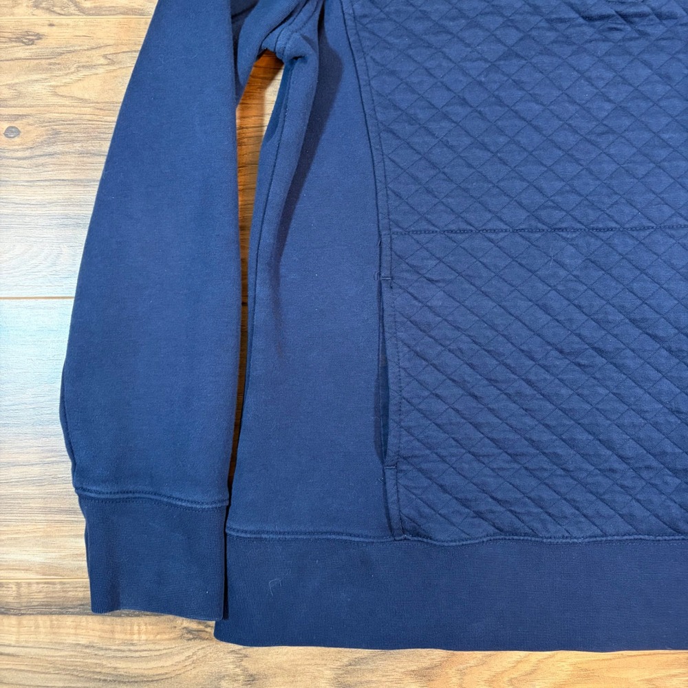 LL Bean Womens Quilted Quarter Zip Pullover Sweatshirt Navy Blue Large 502745 - Picture 3 of 12